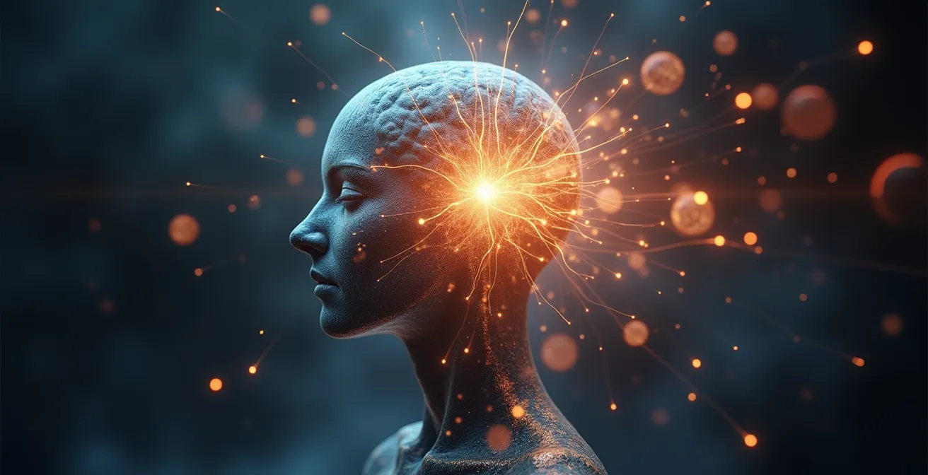 Symbolische Darstellung eines schützenden Immunsystems mit mentalen und emotionalen Elementen