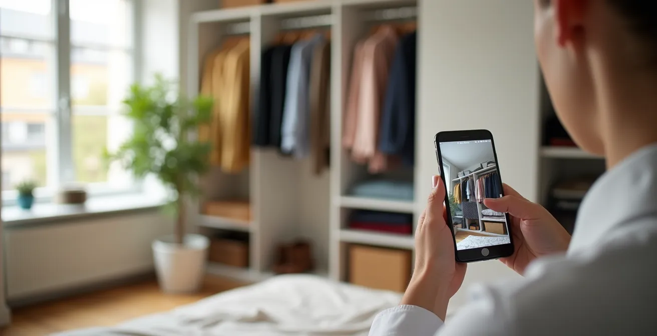 Digitale Organisation von Kleidungsclustern auf Smartphone-App