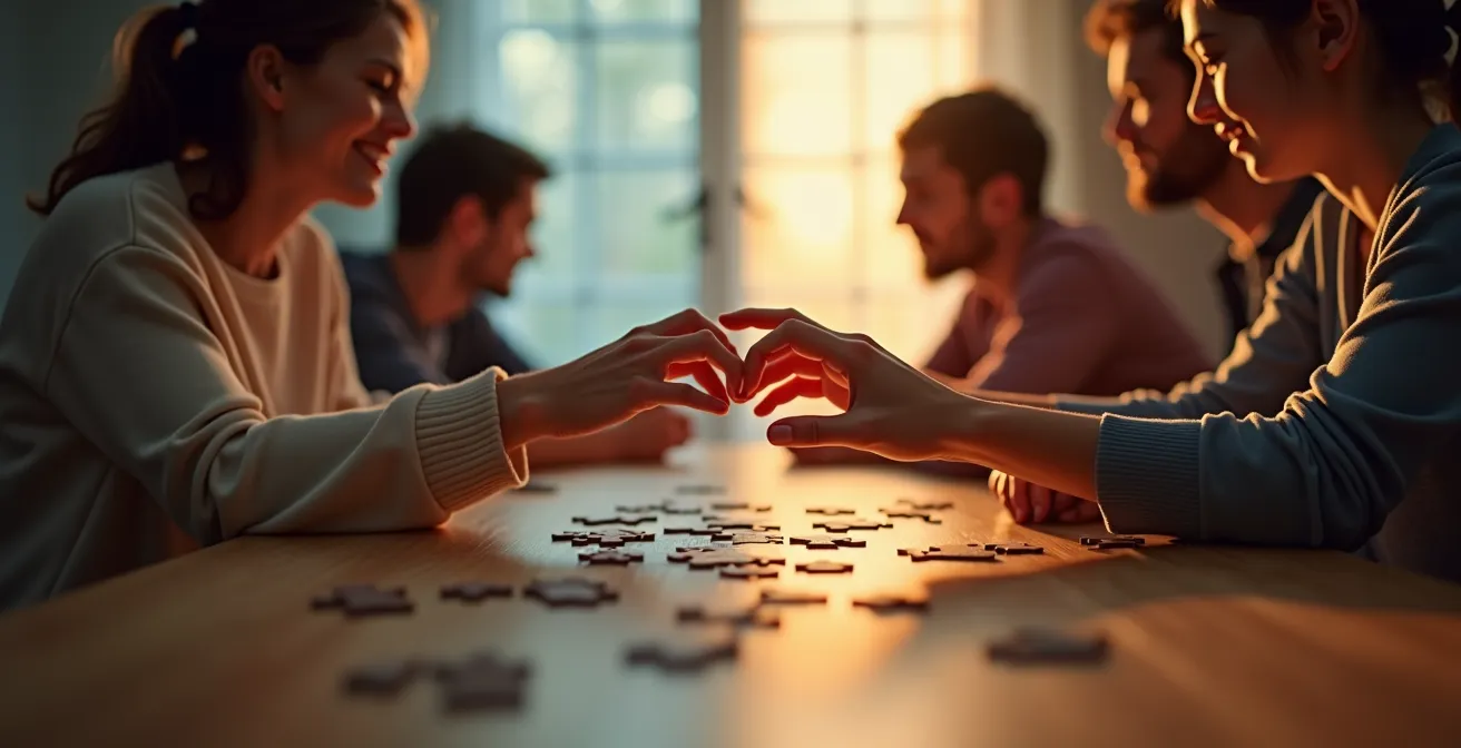 Familie führt respektvolles Konfliktgespräch mit sicheren Regeln