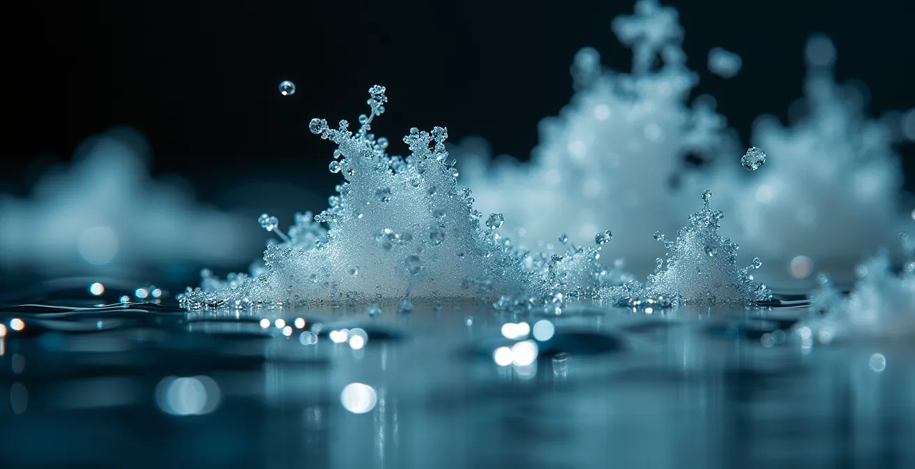 Makroaufnahme von synthetischen Fasern im Wasser