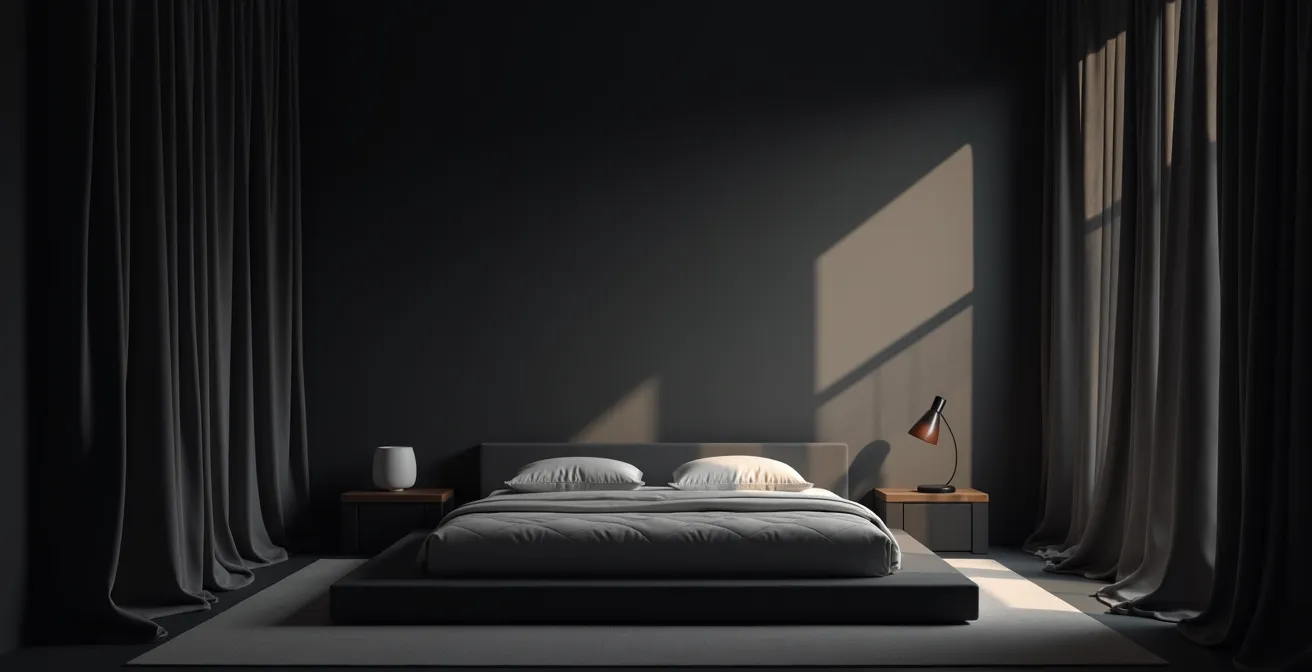 Minimalistisches Schlafzimmer mit perfekten Schlafbedingungen